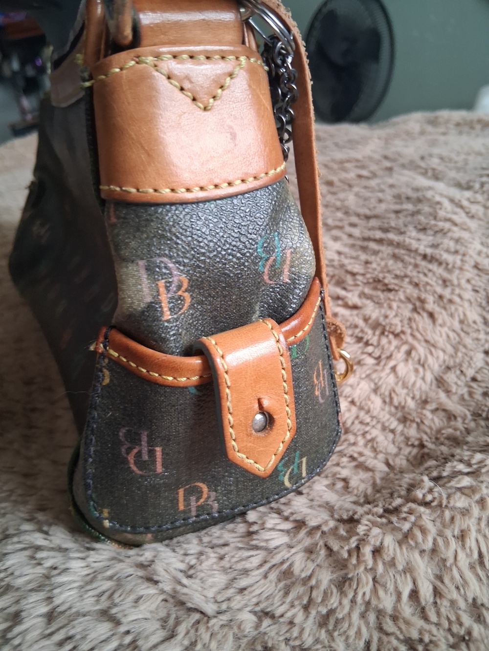 Dooney & Bourke Black Monogram Shoulder Bag with Tan Trim - Picture 11 of 16